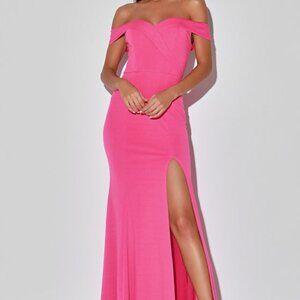 Lulus Song Of Love Hot Pink Off-the-shoulder Maxi Dress - Size XS